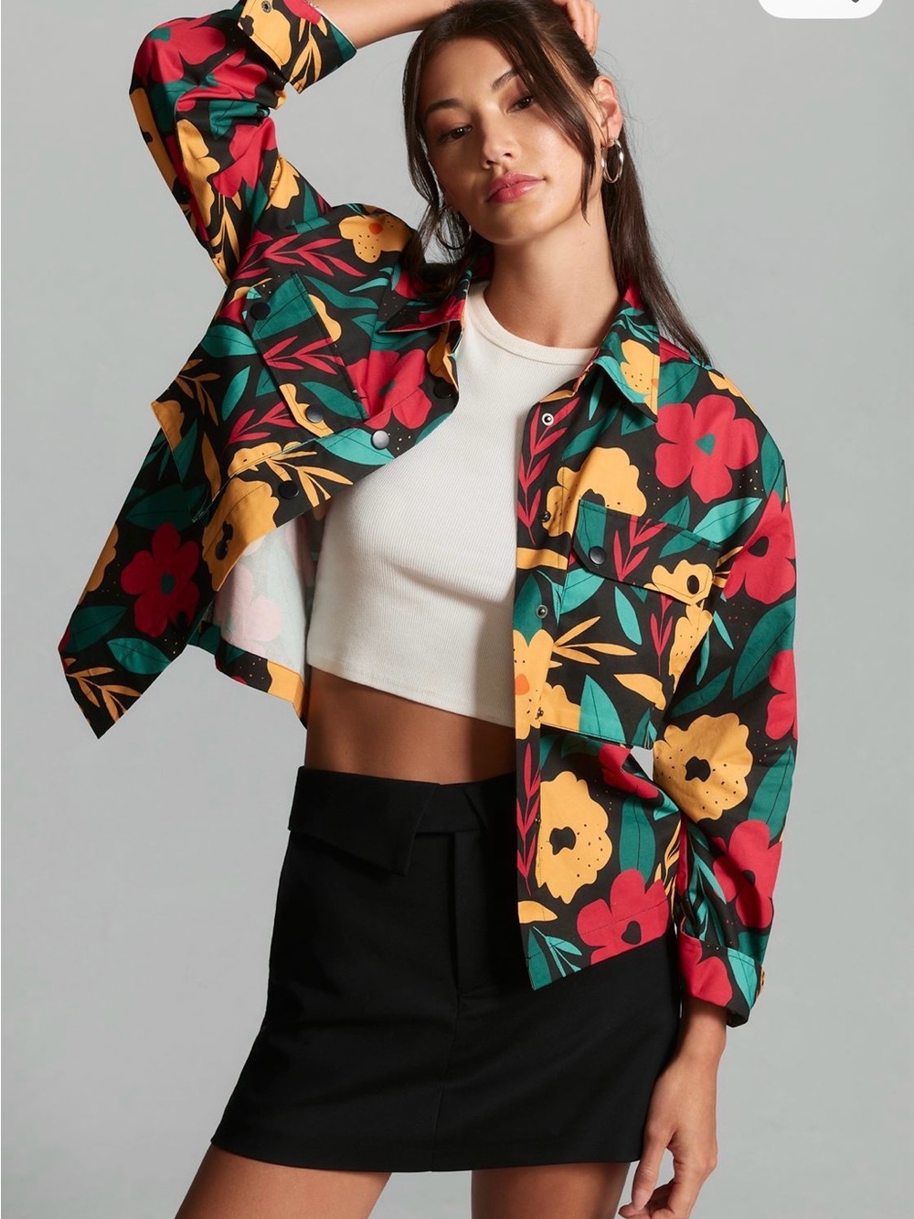 Pepaloves Black Floral Bomber Jacket - Women's